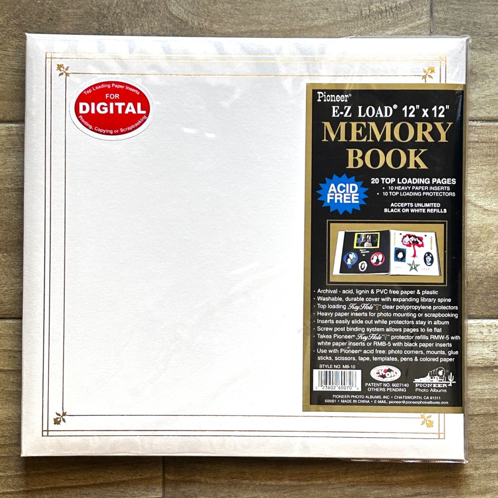 Vintage Pioneer Photo Album Memory Book Scrapbook  E-Z Load 12x12 White Gold New